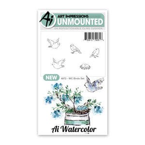 Art Impressions Watercolor Rubber Stamp - Birds Set
