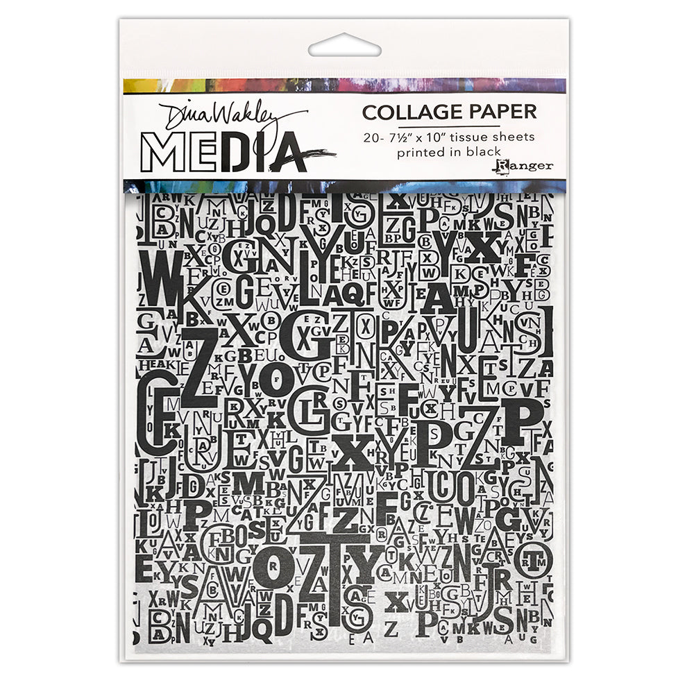 Dina Wakley Media Collage Tissue Paper, Jumbled Letters 7.5