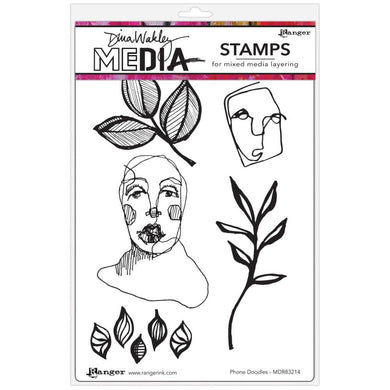 Dina Wakley Media Cling Stamps - Phone Doodles