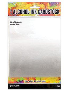 Tim Holtz Alcohol Ink Cardstock Brushed Silver 10 pk.