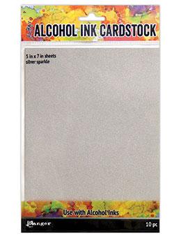Tim Holtz Alcohol Ink Cardstock Silver Sparkle 10 pk.