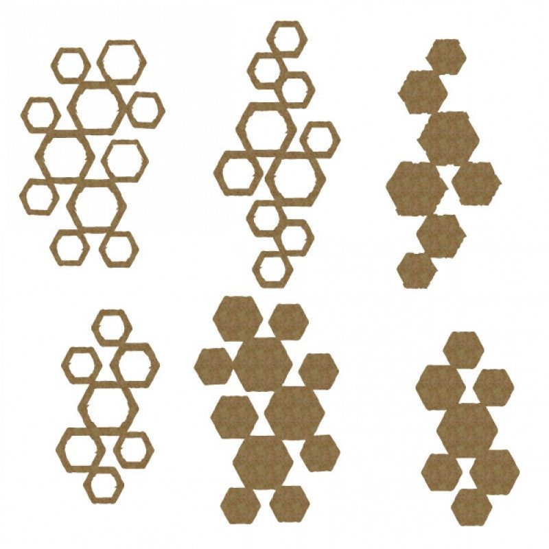 Creative Embellishments Chipboard - Distressed Hexagon Pieces