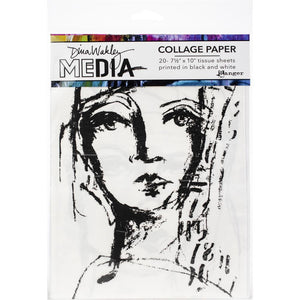 Dina Wakley Media Collage Tissue Paper, Faces 7.5" x 10"