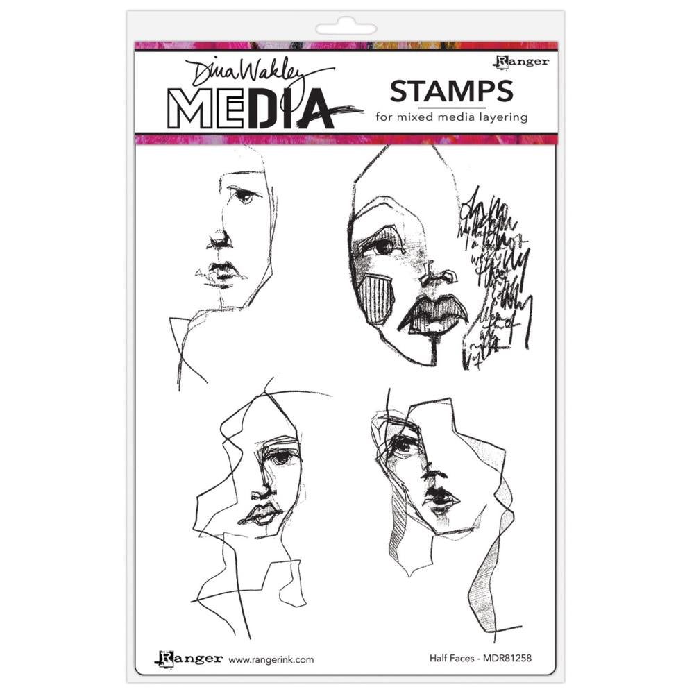 Dina Wakley Media Cling Stamps - Half Faces