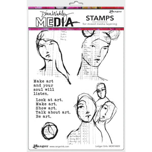 Dina Wakley Media Cling Stamps - Ledger Girls