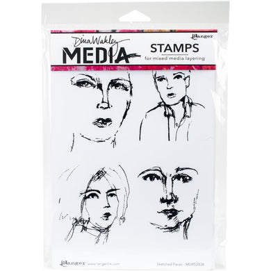 Dina Wakley Media Cling Stamps - Sketched Faces