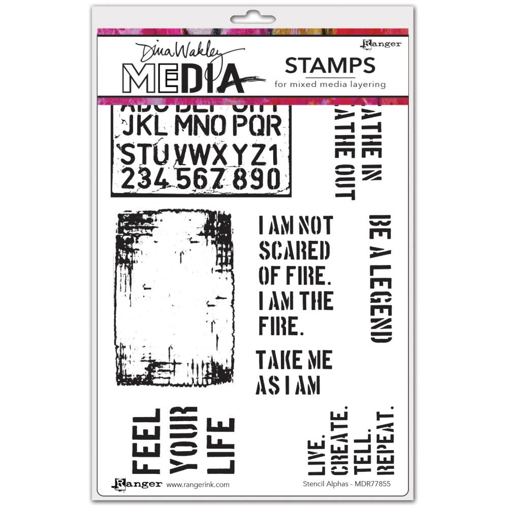 Dina Wakley Media Cling Stamps - Stencil Alphas