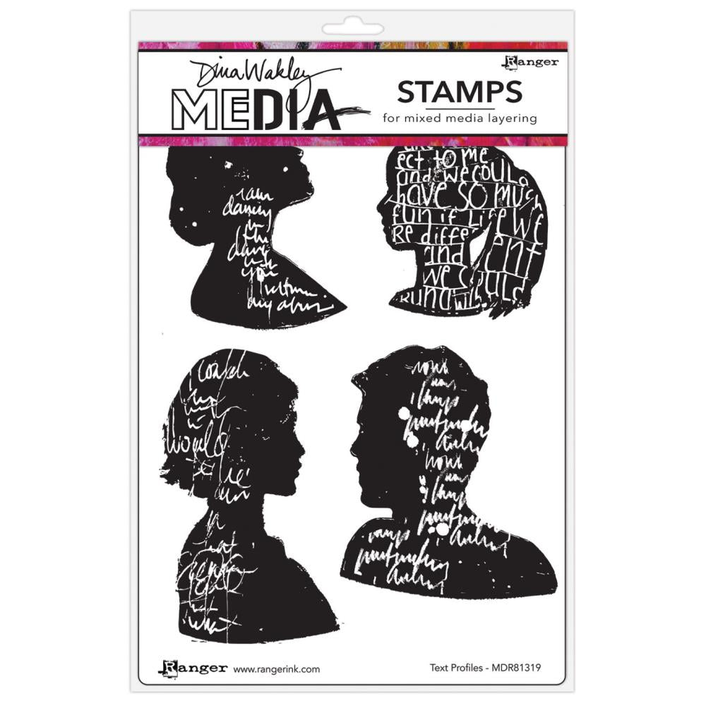 Dina Wakley Media Cling Stamps - Text Profiles