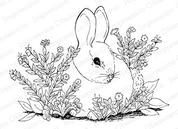 Impression Obsession Rubber Stamp - Garden Bunny