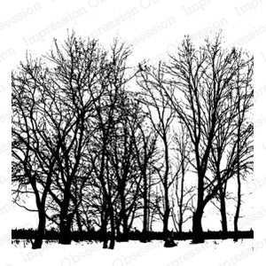 Impression Obsession Cover-A-Card Rubber Background Stamp - Tree Line
