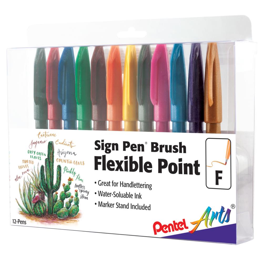 Pentel Arts Sign Pen Brush Flexible Point Set