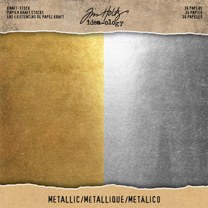 Tim Holtz Idea-ology - Kraft-Stock, Metallic Gold & Silver