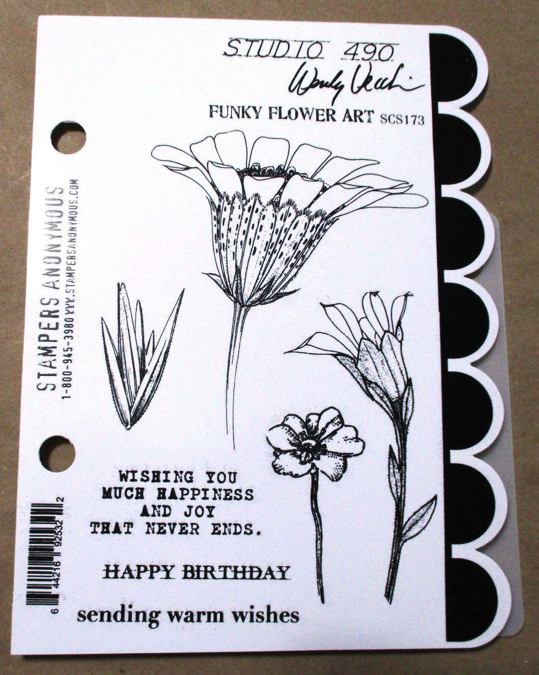 Wendy Vecchi Studio 490 Rubber Stamp - Funky Flower Art