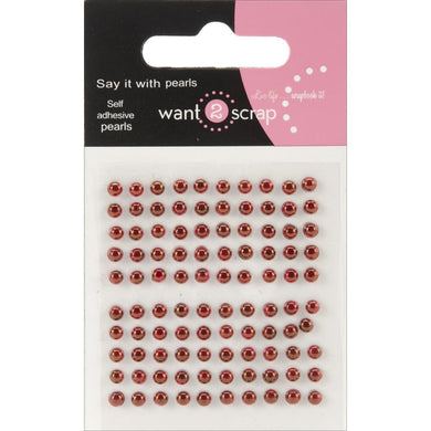 Want 2 Scrap Self Adhesive Baby Bling Pearls - Red